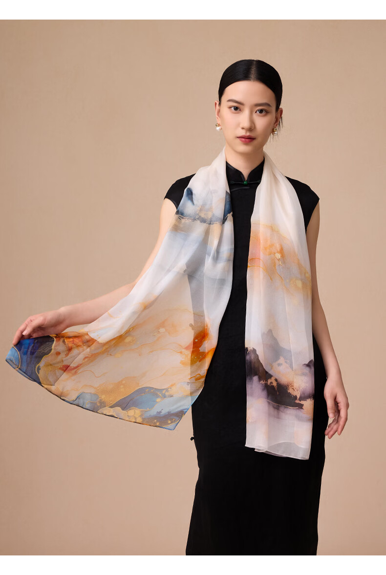 Hengyuanxiang 100% Mulberry Silk Scarf Women's Silk Summer Lightweight Office Shawl Wrap Mom Birthday Gift 23