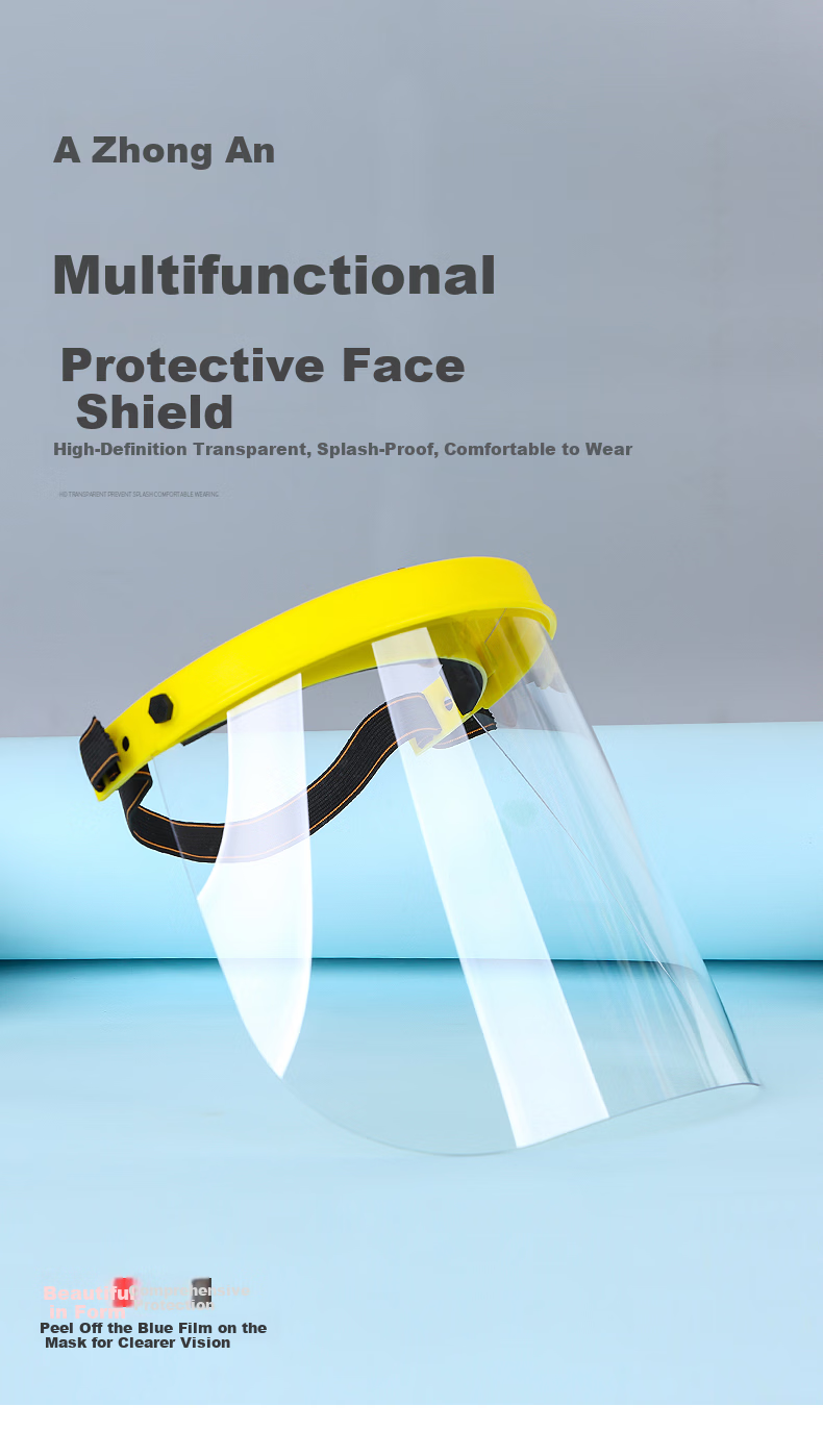 ZhongAn High Transparency Protective Industrial Face Shield Impact Resistant Oil Smoke Dust Resistant Pesticide Isolation Mask HF416 Blue 2