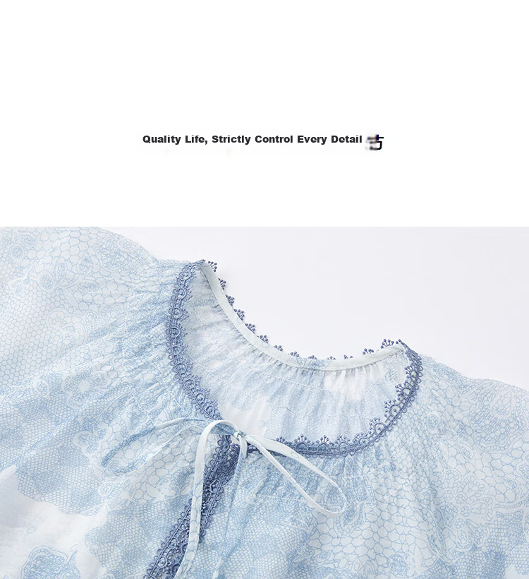 Demana [Elegant Lyocell] Summer National Style New Chinese Lace Printed Puff Sleeve Loose Slim Shirt for Women Premium 12