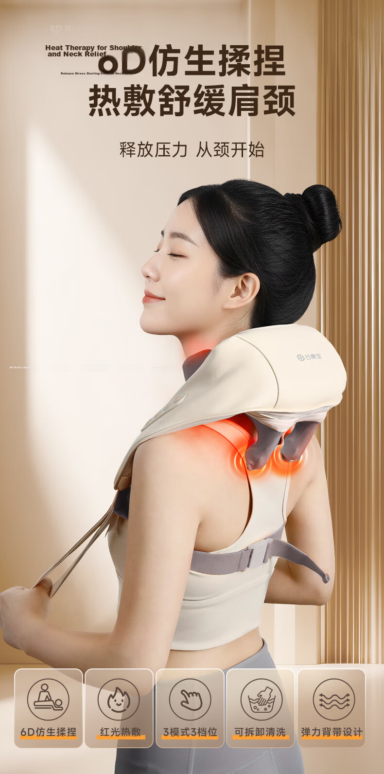 Yun Kang Bao Cervical Massager Shoulder Neck Waist Back Massager Father's Day Gift Heat Therapy 6D Roller Neck Massager Device Dragon Boat Festival Gift for Parents Boyfriend Girlfriend Birthday Prese 1