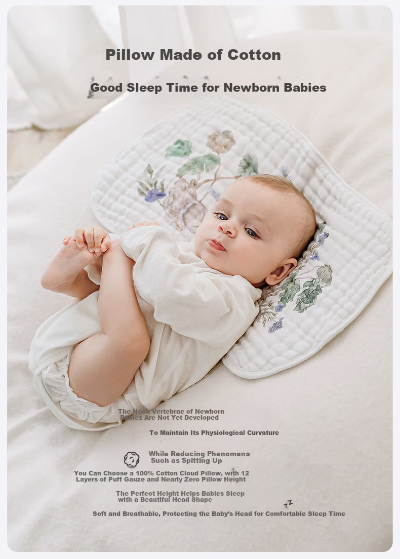 EMXEE Baby Gauze Cloud Pillow Newborn Breathable Pillowcase Anti-Spit-Up Four Seasons Universal Class A Pillow Ocean Adventure 4