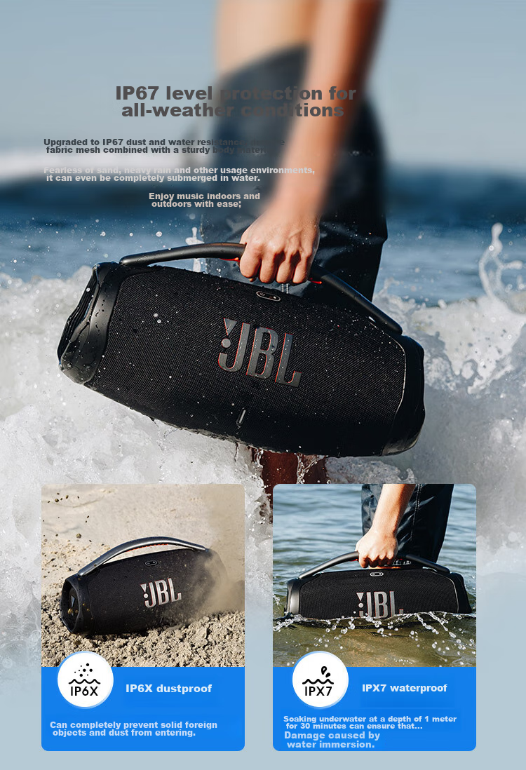 JBL BOOMBOX3 Portable Bluetooth Speaker, Outdoor Square Dance Loudspeaker, IP67 Dust And Water Resistant, HiFi Desktop Speaker 4, Black 3