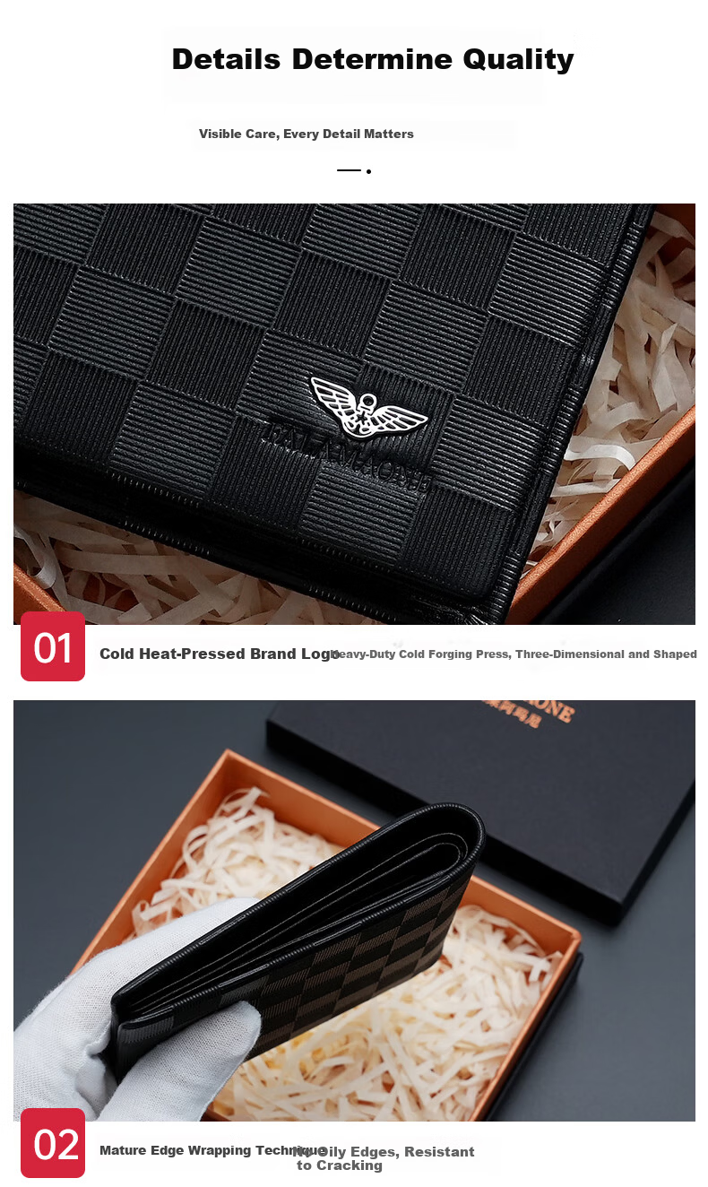 FALAMAONE Armani Men's Leather Wallet Gift Box with Automatic Buckle Father's Day Gift for Dad 13