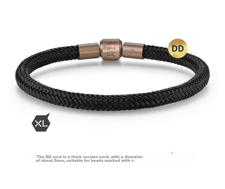 CHOW SANG SANG 【Thick Rope】Charme Stainless Steel Bead String with 5mm Black Thick Rope Lucky Bead Bracelet DD19 5