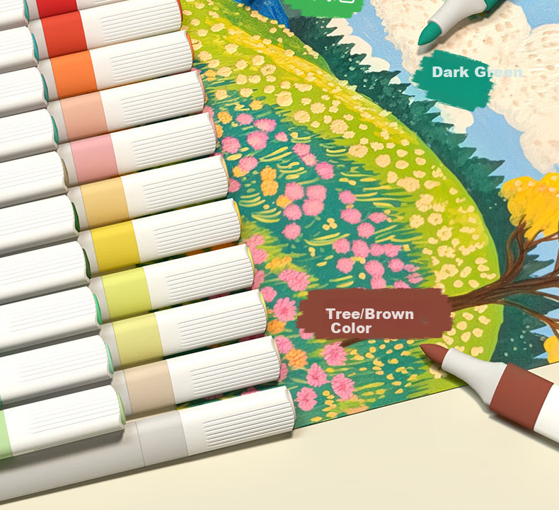 36-Color Hard Tip Acrylic Markers Transparent Gift Box Ergonomic Triangular Thick Barrel Washable Student Kids Paint Pens Highlighter Doodle Hand Drawing Birthday Gift 3