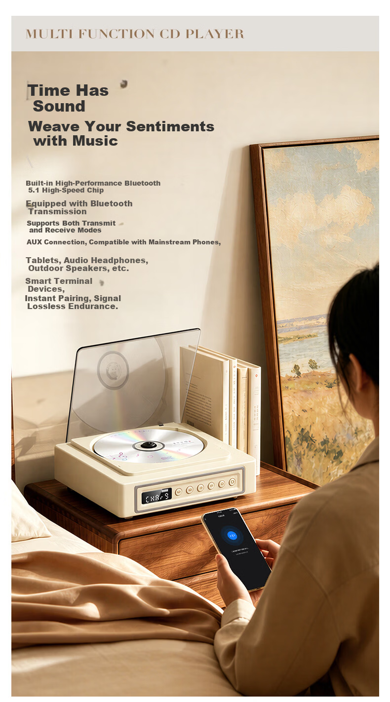 SAST CD Player All-In Music Player, Vintage Record Player, Audio Enthusiast Turntable, Fresh Blue 2888 7