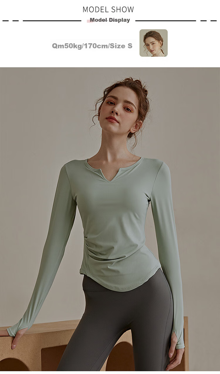 XUEXIMAN Yoga Top for Women with Built-In Bra Pads, Slim-Fit, Slimming, Spring And Autumn Sports Top, Long-Sleeve T-Shirt, Professional Running And Fitness Wear 9