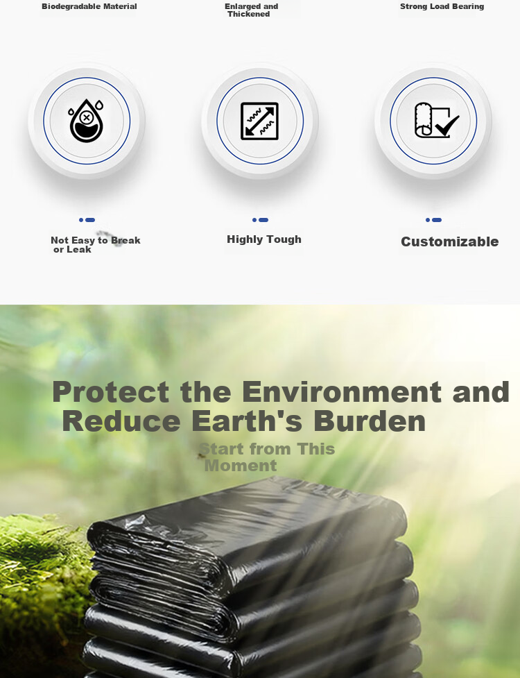Lide Biodegradable Black Extra Thick Large Garbage Bags for Property Sanitation 120x140cm 4 Mil 30pcs/Pack 3