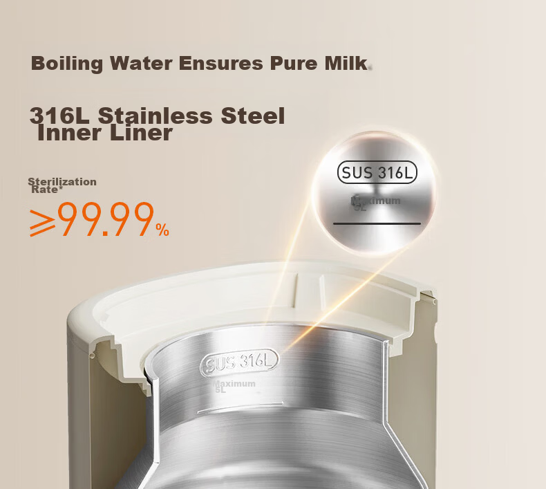 Joyoung 618 Price Protection Small Steel Cylinder All-Steel Waterway Electric Kettle 316L Stainless Steel Inner Liner Plastic-Free Household Constant Temperature Electric Kettle High Power 6-Level Tem 8