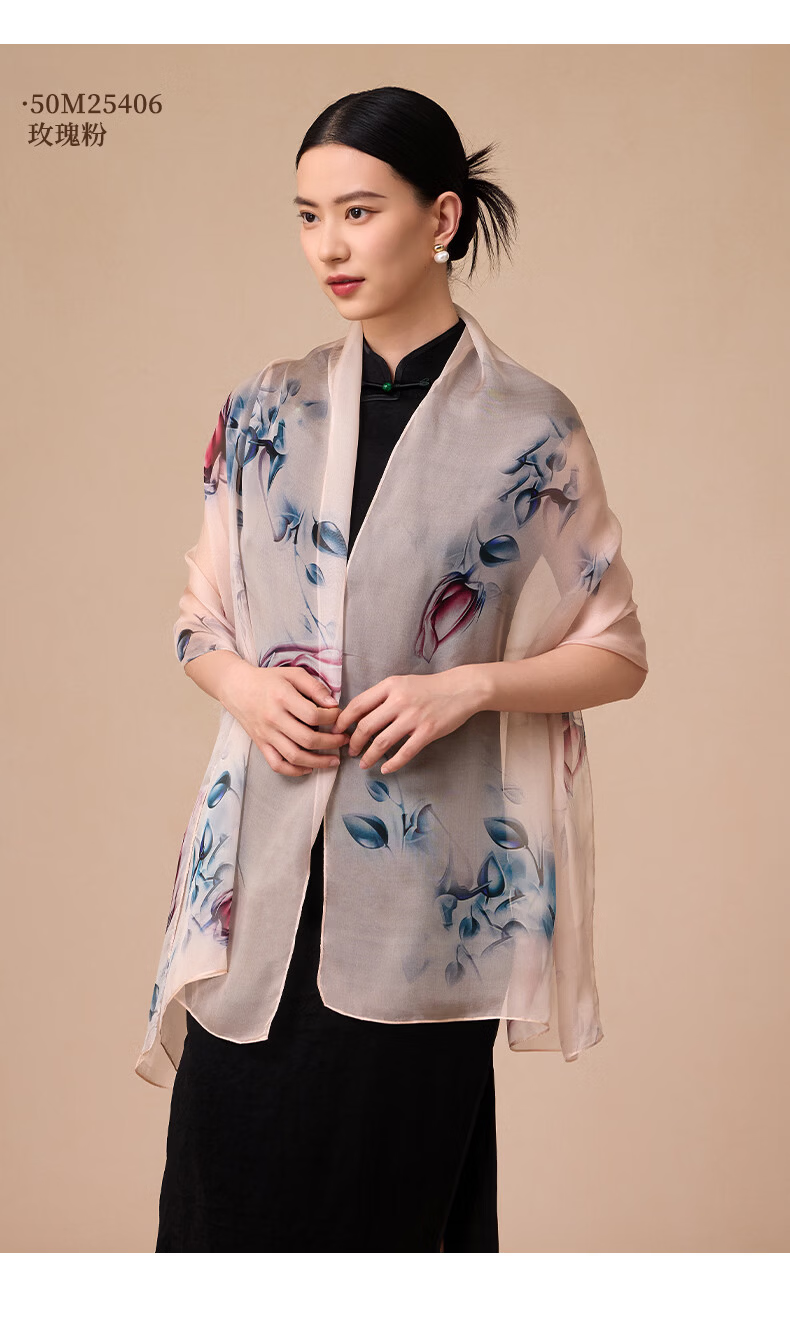 Hengyuanxiang 100% Mulberry Silk Scarf Women's Silk Summer Lightweight Office Shawl Wrap Mom Birthday Gift 26