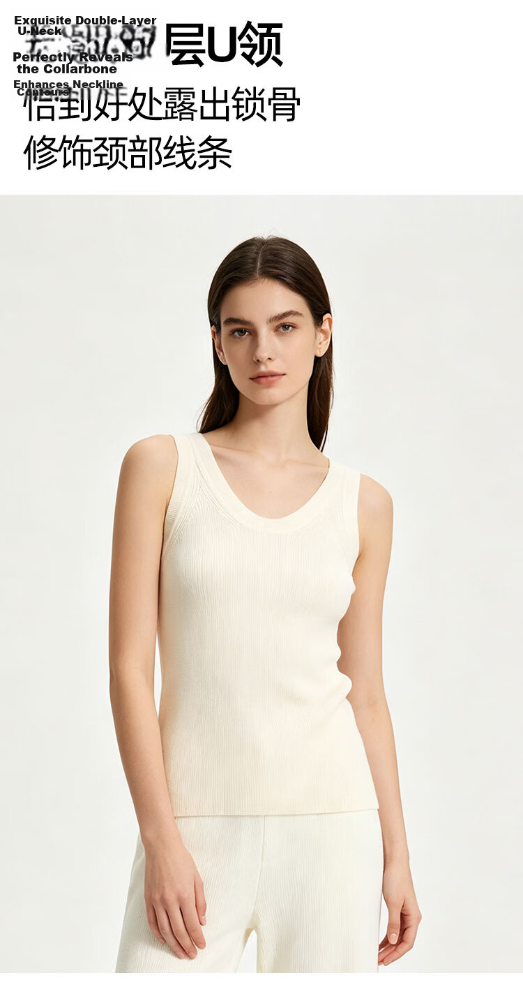 JD Jingzao Summer 100% Wool Base Vest Women Fine Merino Wool Sleeveless Top Tranquil Black M 4