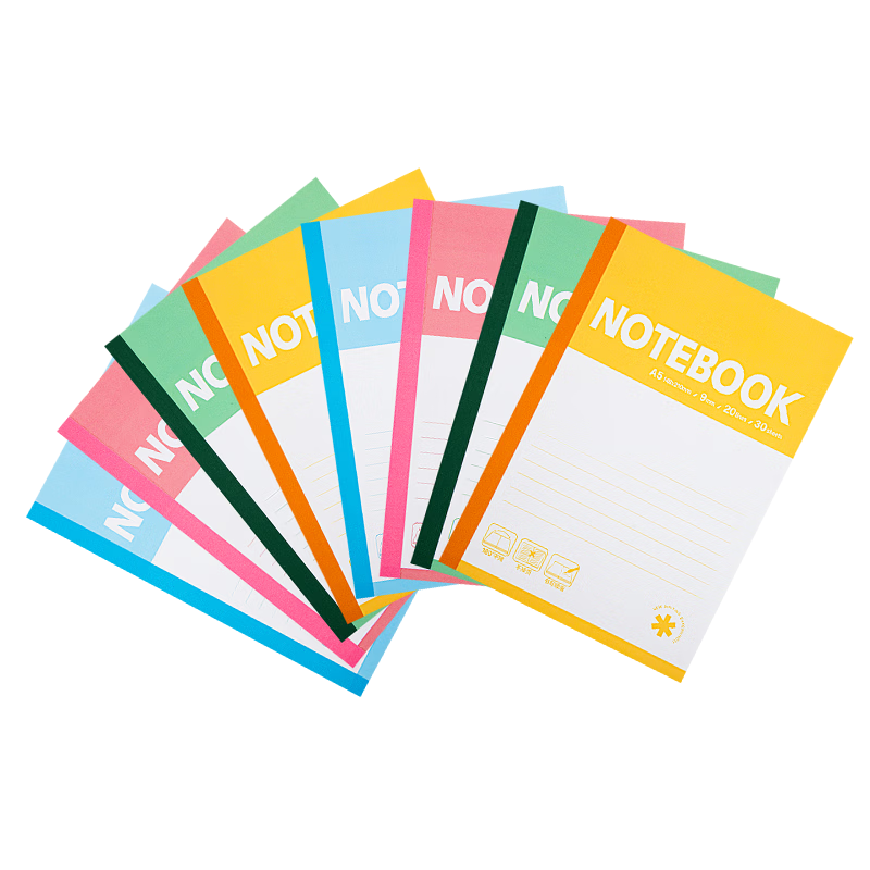 GuangBo A5 30-Sheet Wire-Bound Softcover Notebook Work Journal Diary Office 8-Pack GB07433