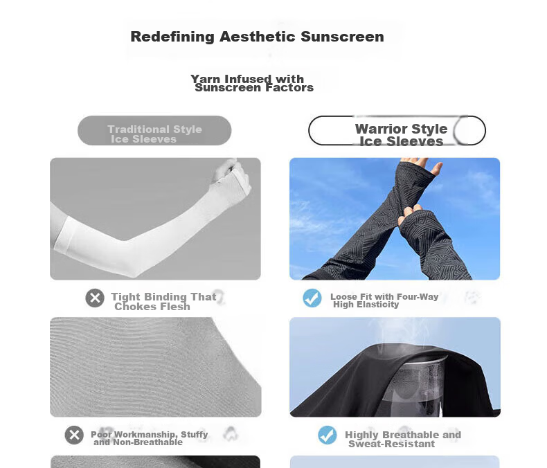 Huili Sun Protection Ice Sleeves for Men, Summer Loose Arm Sleeves, Silk Cool-Feeling Arm Guards, Outdoor Driving Cycling Arm Sleeves for Wome 8