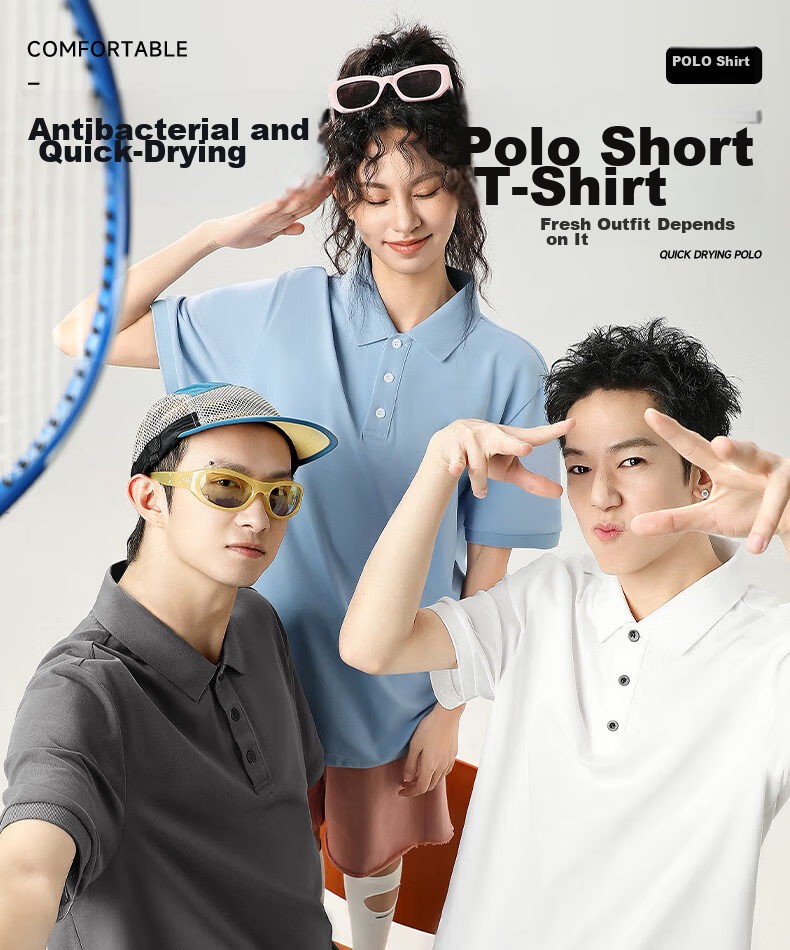 JEEP SPIRIT Men's Polo Shirt Summer Casual Breathable Quick-Dry Short Sleeve T-Shirt Gray Green M 3
