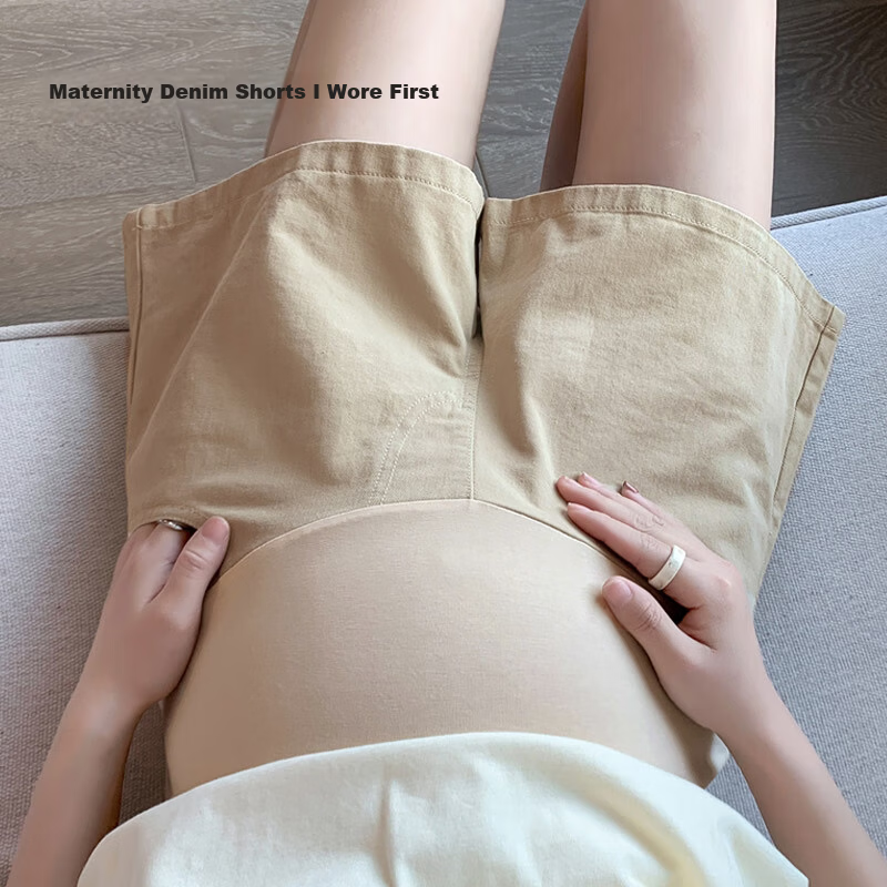 JOYNCLEON Maternity Shorts Summer Thin Cotton Denim Leggings Safety Pants Maternity Wear Off-White L Jyk176505