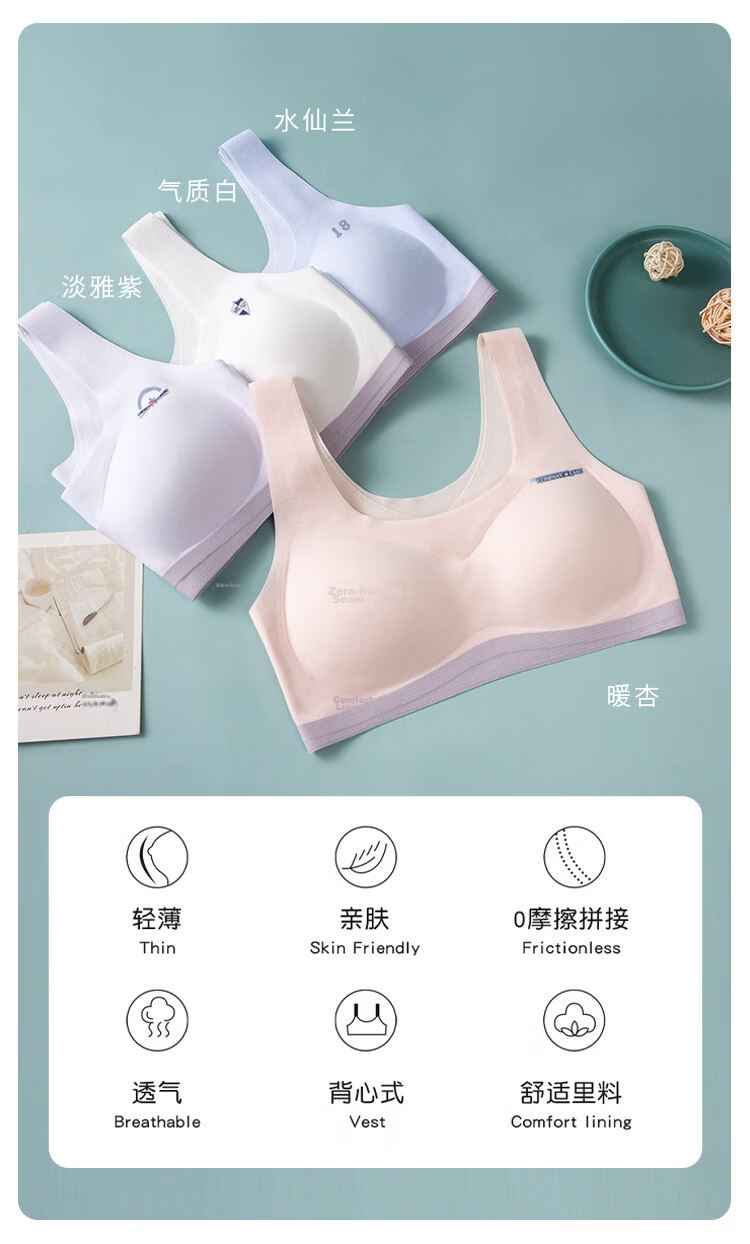 Modal High School Student Underwear A-Class Lenzing Modal Girls Bra Adolescent Student Sports Shockproof Underwear Stage Two 6
