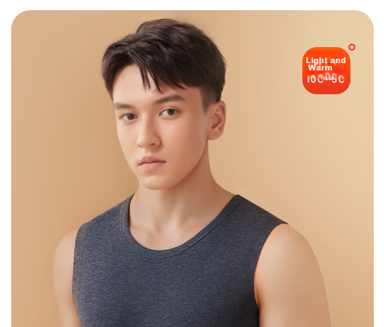SEPTWOLVES Men's Silk Customizable Double-Sided Brushed Seamless Non-Itchy Thermal Crew Neck Vest Black Gray 2XL 15