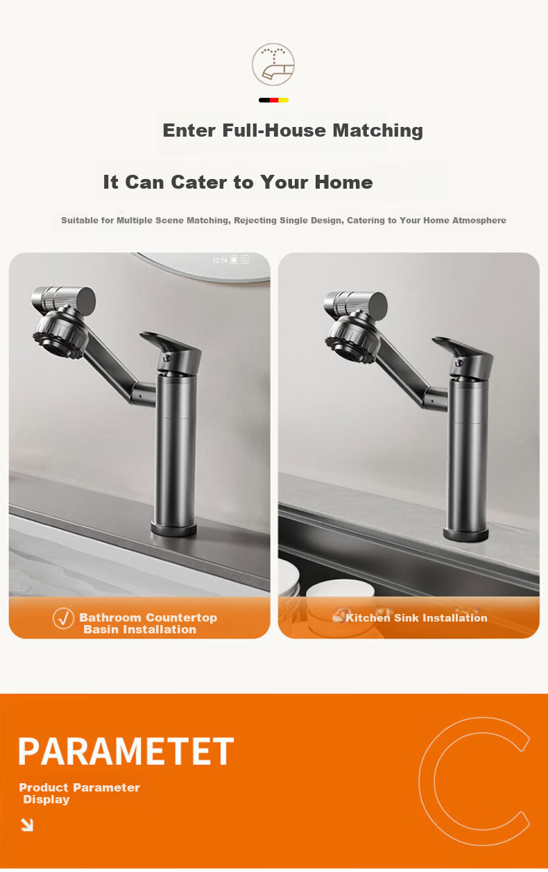 HOMK German Bathroom Faucet Basin Mixer Tap Hot and Cold Water Sink Faucet for Washbasin Vanity 12