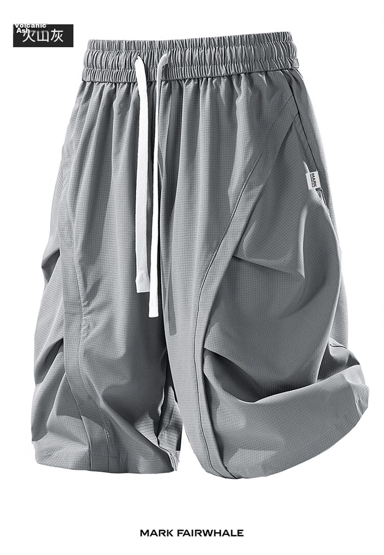 MARK FAIRWHALE Breathable Mesh Shorts Men Summer Quick-Dry Sports Shorts Loose Casual Pants Glacier Gray 3XL 17