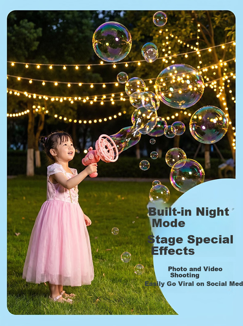 Youchi Bubble Machine Children's Toy Electric Handheld Bubble Gun Outdoor Gift for Boys and Girls Ages 3-6 Birthday Children's Day 2