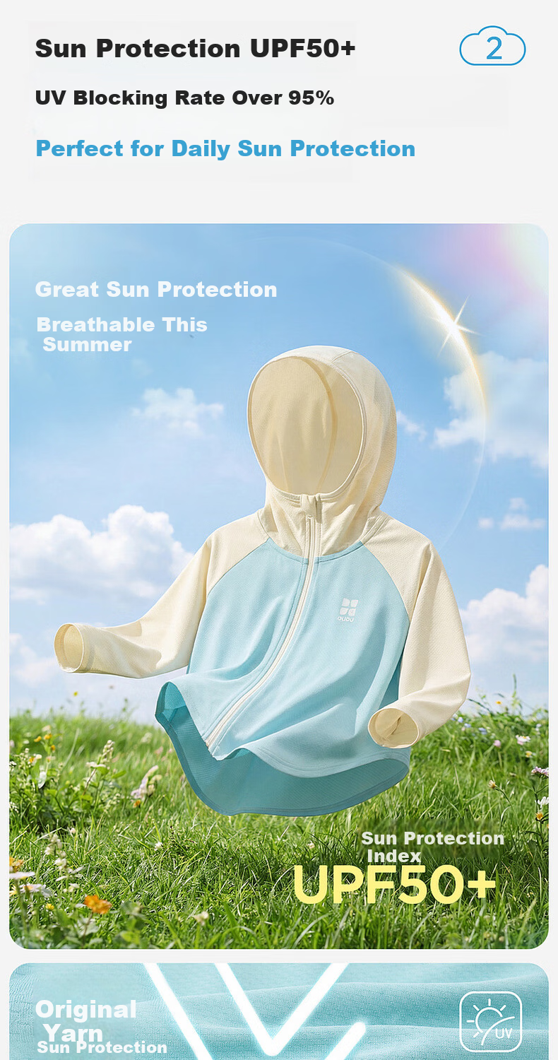 Dudu Kids UPF50+ Children's Summer Sun Protection Jacket Baby Coat Summer Cooling Boys Clothing Cocktail Green 80 6