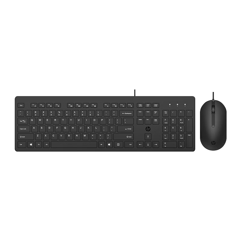 HP Wired Keyboard and Mouse Set USB Plug and Play Silent Office Keyboard and Mouse Full Set for Laptop and Desktop Commercial Use