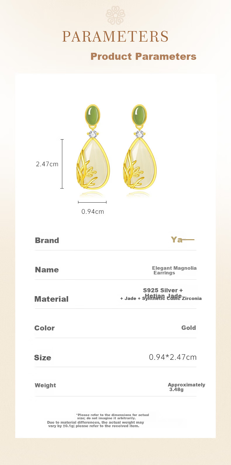 Ya Yi Hetian Jade Silver Orchid Earrings for Women Orchid Ear Jewelry Birthday Anniversary Gift for Girlfriend Wife 10