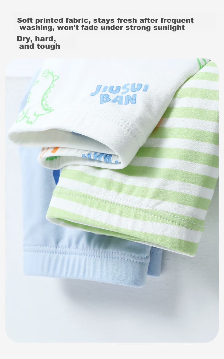 Jiusuiban Kids Air-Conditioned Boys' Underwear 7A Antibacterial Cooling Triangle Briefs with Silk Crotch Cartoon Print for Older Children 5