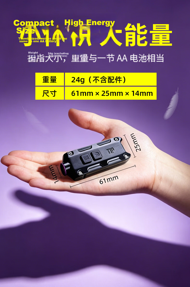 NITECORE TiP UV Purple Light Professional Jade Identification Mini Flashlight Fluorescent Agent Detection 365nm Currency Verification Lichen Lamp 9