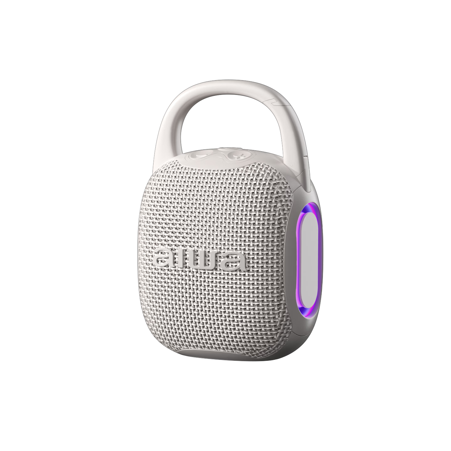 Aiwa AH-20 Mini Bluetooth Speaker, Portable Outdoor Speaker for Cycling Equipment, Hiking Gear, Clip-On Speaker, Subwoofer, Birthday Gift, Travel Gift, Cream White