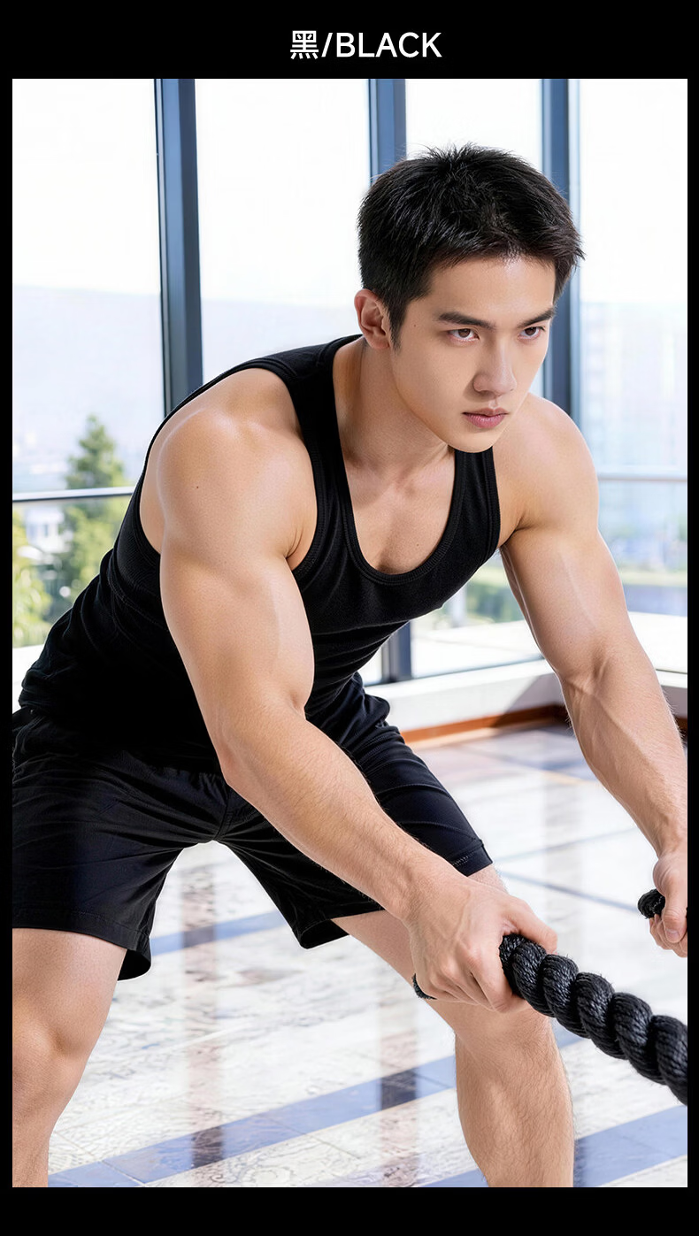 Langsha Men's Pure Cotton Thin Ribbed Sleeveless Sports Fitness Sweat-Absorbing Breathable Tank Top 15