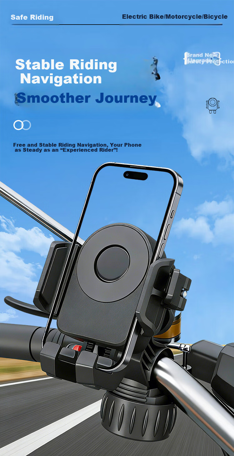 BZBC Electric Bike Phone Holder Motorcycle Battery Vehicle Mount Mountain Bike Phone Holder Shockproof for Delivery Riding Xiao Niu Ninebot Aima Yadea 1