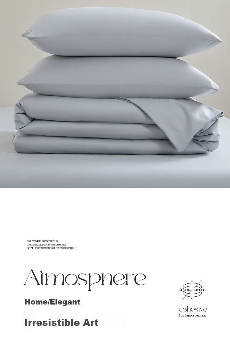 MUJI 60s Mercerized Ultra-Soft 100% Cotton 4-Piece Bedding Set for 1.5/1.8m Bed, 200x230cm, Dusk Gray 2