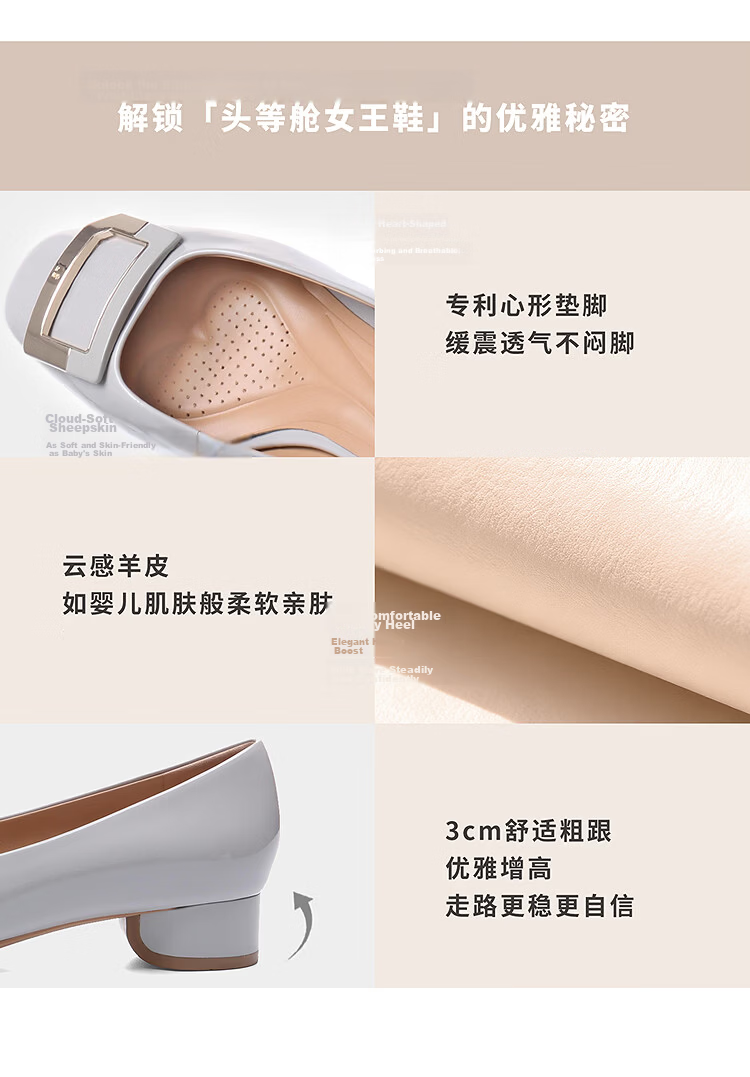 Le Saunda 26 New Simple Versatile Commuter Square Toe Low Heel Slip-On Flats Women 7M26703 Moonlight Gray GYP 36 6