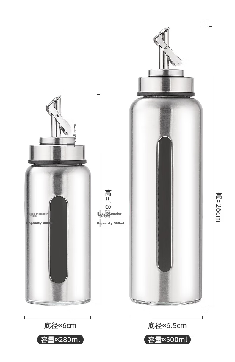 Newair 304 Stainless Steel Kitchen Oil Dispenser Food Grade Non-Greasy Glass Bottle for Sauce, Vinegar, and Cooking Oil 13