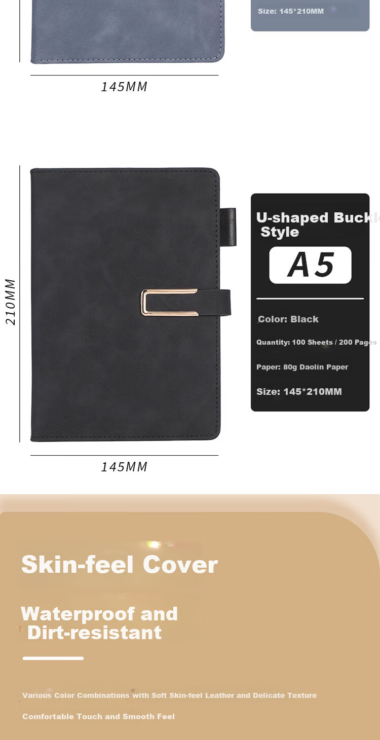 Jufu 2026 Textured Business Magnetic Buckle Leather Notebook A5 100 Sheets Fashion Office Supplies Student Stationery Children's Day Gift Reward Prize 3