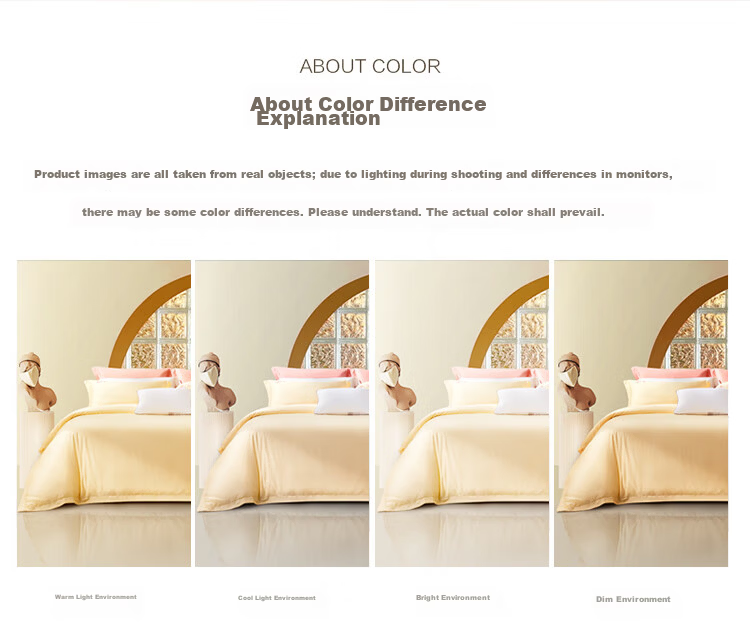 Fuanna Home Textile 4-Piece Bedding Set 60S Long-Staple Cotton Pure Cotton Sheet Duvet Cover Single/Double 203x229cm Yellow 10