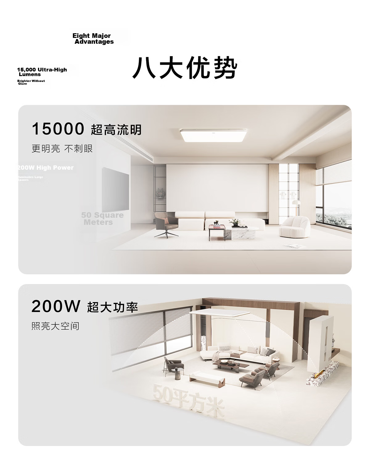 PHILIPS Ceiling Light Living Room Main Light Full Spectrum Eye Protection 200W Smart Four-Mode Stepless Dimming Cloud Xi 2