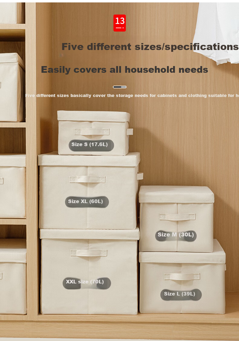 KATEI STORY Japanese Wardrobe Storage Basket Clothes Storage Box Fabric Storage Basket Foldable Storage Basket Clothing Storage Box 10