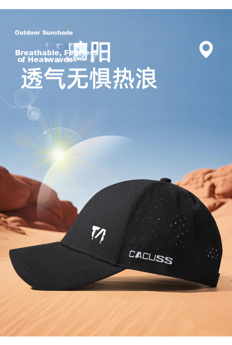 CACUSS Men's Baseball Cap Summer Large Head Mesh Breathable Sports Sunshade Black L 5