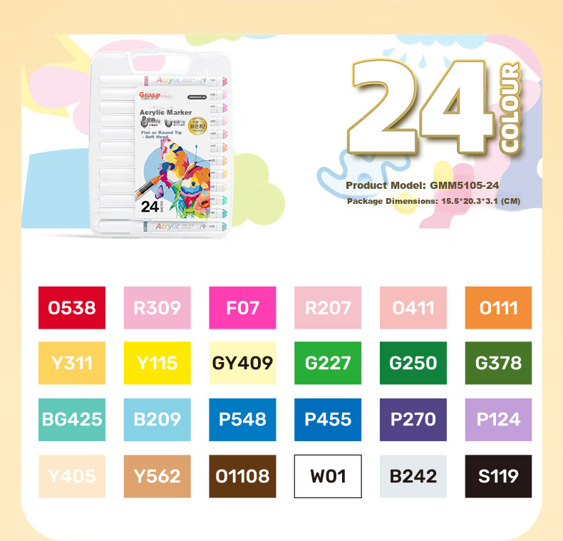Direct Liquid Soft Tip Acrylic Markers 48 Colors Student Set Non-Transparent Layerable Watercolor Paint Pens Gift Box 25