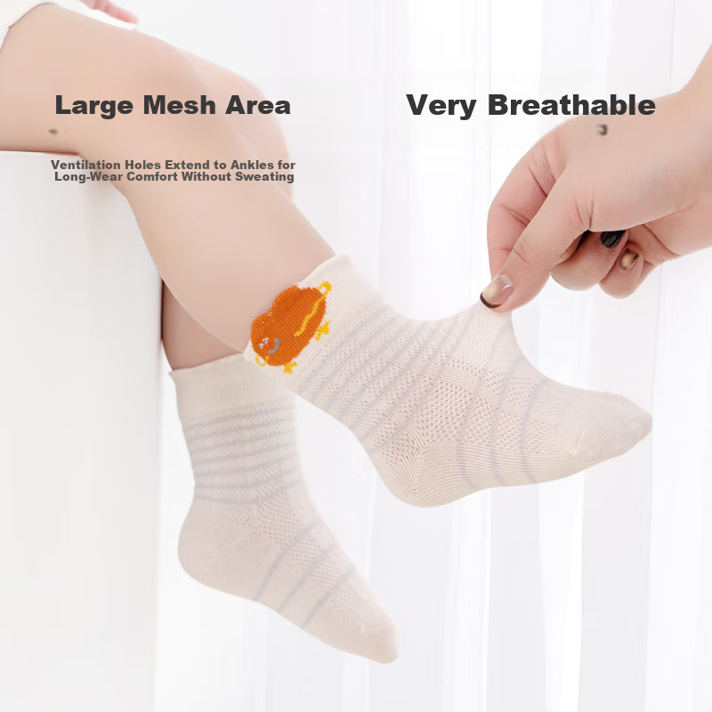 Growth Baby Socks Summer Thin Breathable Mesh Socks Seamless Soft Cuff No Tightening Mid-Calf Socks