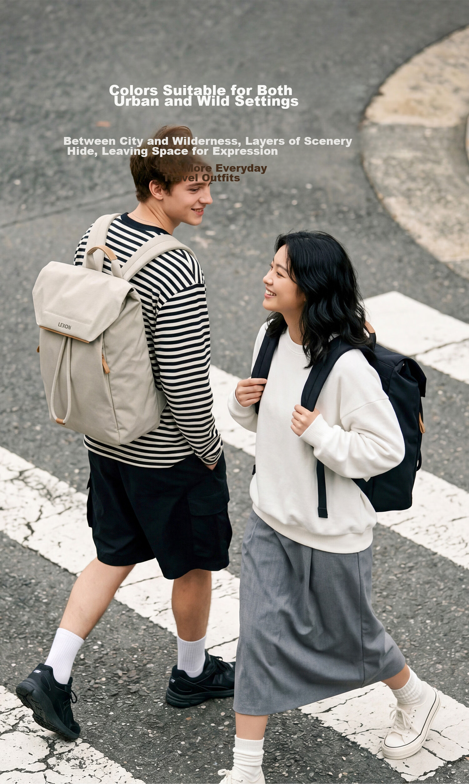 LEXON Outdoor Backpack Large Capacity Travel Bag for Men and Women Student School Bag 16-inch Laptop Bag Casual Versatile 12
