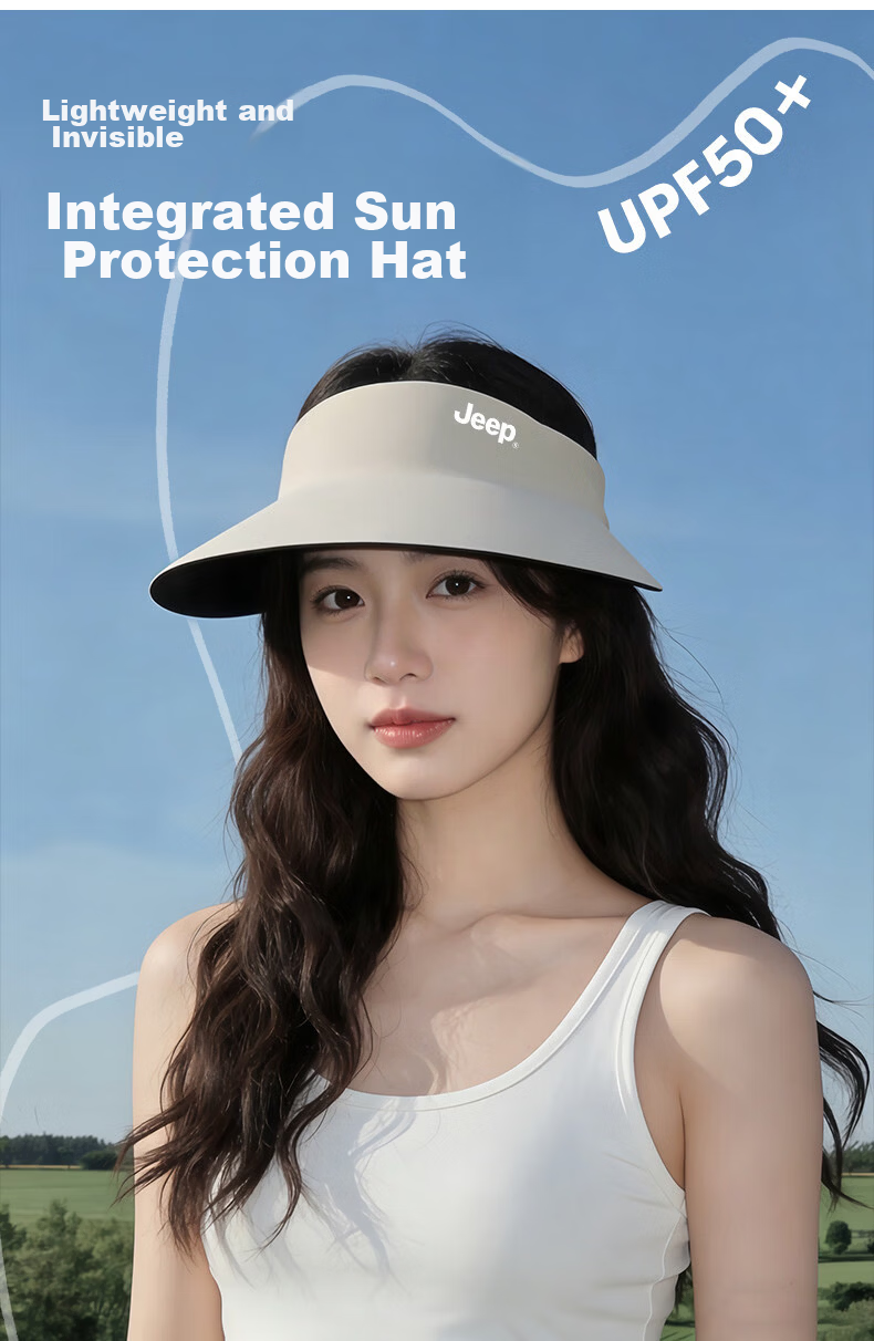 JEEP Women's Summer Outdoor UV Protection Sun Hat, Seamless Integrated Sunshade Cap 2
