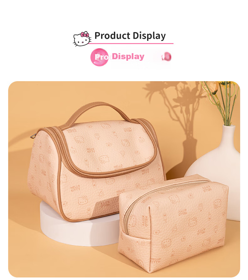 SANRIO Hello Kitty Large Capacity Cosmetic Bag Portable Travel Toiletry Bag Waterproof Authentic 10
