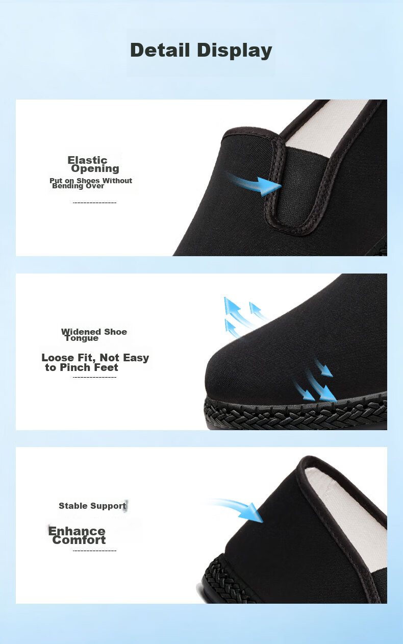 Vdason Old Beijing Cloth Shoes Mugwort Breathable Non-slip Soft Comfortable Slip-on Upgraded Three-proof - Black 41 8