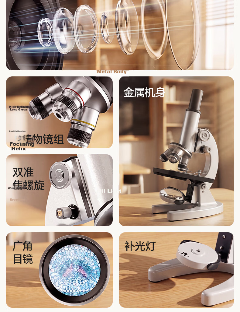 Mengduofu Microscope Professional Children's Junior High School Exam Special School Edition Birthday Gift Children's Day Gift 4