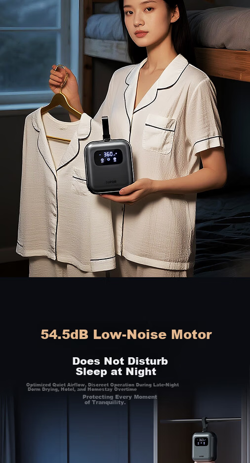 Supor【Price Protection 618】Small Household Travel Clothes Dryer Folding Portable Underwear Sterilizer and Mite Removal Machine White Peach Milk Tea 27L 11