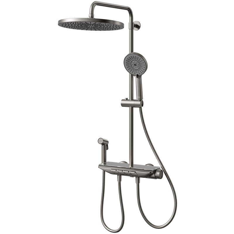 Arrow Shower Set Gun Gray Four-Function Pressurized Keypad Top Spray Shower Full Set