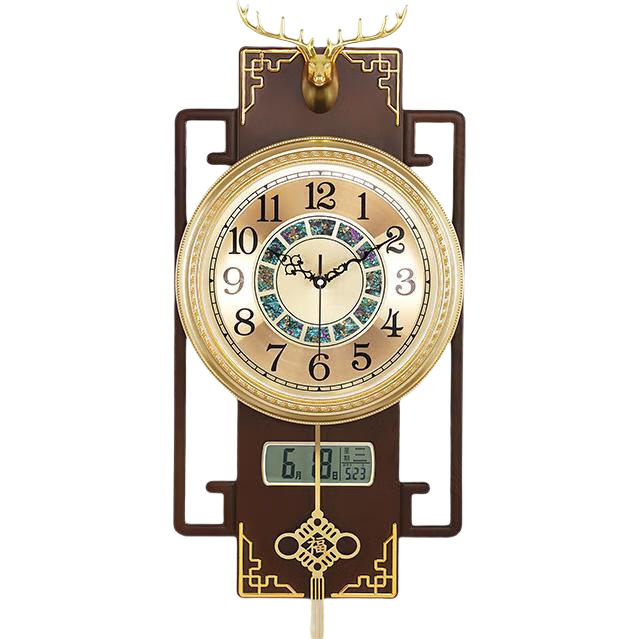 Compas Wall Clock Living Room New Chinese Style Retro Calendar Silent Quartz Wall Clock 2863B